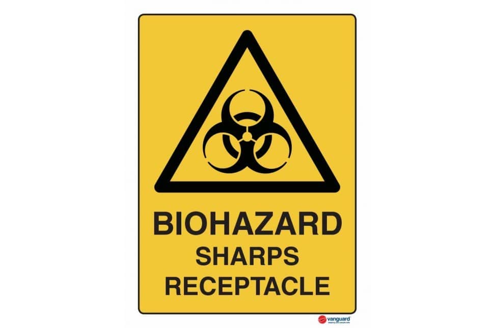 ACM Warning Sign - Biohazard Sharps Receptacle - Vanguard NZ